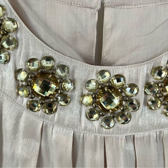Mini Boden Champagne Metallic Jeweled Trapeze Special Occassion Dress Size 11/12 - Picture 4 of 16